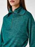 Yarım Fermuarlı Sweatshirt Dik Yaka