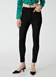 Koton Normal Bel Dar Paça Skinny Fit Siyah Kadın Denim Pantolon 3WAL40027MD