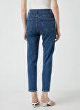 Koton Normal Bel Dar Paça Normal İndigo Melanj Kadın Denim Pantolon 3WAL40029MD