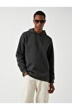 Basic Kapşonlu Sweatshirt Şardonlu