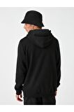 Kapşonlu Sweatshirt Slogan Baskılı Cep Detaylı