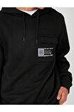 Kapşonlu Sweatshirt Slogan Baskılı Cep Detaylı