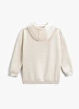 Koton Ekru Kız Çocuk Kapüşonlu Uzun Kollu Baskılı Sweatshirt 3WKG10148AK