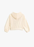 Koton Bej Kız Çocuk Kapüşonlu Uzun Kollu Baskılı Sweatshirt 3WKG10169AK