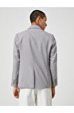 Basic Blazer Ceket Geniş Yaka Düğmeli Cep Detaylı