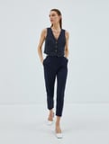 Cigarette Kumaş Pantolon Crop Düz Paça
