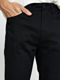 Basic Gabardin Pantolon Slim Fit Düğme Detaylı Cepli
