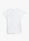 Koton Beyaz Kız Çocuk Bisiklet Yaka Kısa Kollu Baskılı T-Shirt 3SKG10055AK
