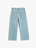 Bol Paça Kot Pantolon Pamuklu Cepli - Boot Cut Jean Beli Ayarlanabilir Lastikli