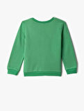 Erkek Bebek Baskılı Sweatshirt Uzun Kollu Bisiklet Yaka