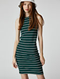 Midi Elbise Kolsuz Bodycon Halter Yaka Dar Kesim