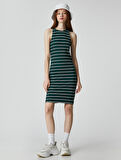 Midi Elbise Kolsuz Bodycon Halter Yaka Dar Kesim
