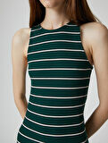 Midi Elbise Kolsuz Bodycon Halter Yaka Dar Kesim