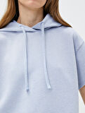 Kısa Kollu Sweatshirt Kapüşonlu