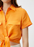 Koton Standart Gömlek Yaka Düz Turuncu Kadın Gömlek 3SAK60001EW