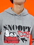 Snoopy Oversize Kapşonlu Sweatshirt Şardonlu Lisanslı Baskılı