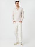 Basic Polo Kazak Düğmeli Uzun Kollu