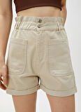 Koton Bağlamalı Bel Standart Bej Kadın Şort 3SAL40004MW