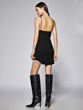 Askılı Mini Gece Elbisesi Taş Detaylı