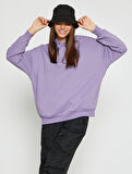 Basic Oversize Sweatshirt Kapüşonlu İçi Polarlı