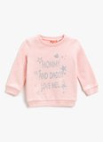 Koton Pembe Kız Çocuk Bisiklet Yaka Uzun Kollu Desenli Sweatshirt 3SKG10087AK
