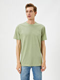 Basic Tişört Slim Fit Bisiklet Yaka Kısa Kollu Pamuklu