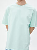 Basic Oversize Tişört Bisiklet Yaka Kısa Kollu