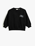 Basic Sweatshirt Baskılı Detaylı Uzun Kollu Bisiklet Yaka