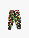 Jogger Eşofman Altı Yılbaşı Temalı Baskılı Cepli Beli Bağlamalı
