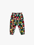 Jogger Eşofman Altı Yılbaşı Temalı Baskılı Cepli Beli Bağlamalı