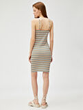 Mini Elbise İnce Askılı Bodycon Fitilli