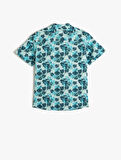 Kısa Kollu Gömlek Pamuklu Floral Desenli