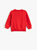 Baskılı Sweatshirt Uzun Kollu Bisiklet Yaka
