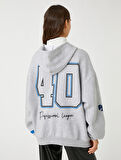 Kolej Sweatshirt Kapüşonlu Oversize Fermuarlı Baskılı Cep Detaylı