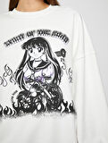 Anime Sweatshirt Oversize Bisiklet Yaka Uzun Kollu İçi Polarlı