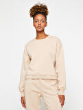 Basic Spor Sweatshirt Şardonlu Bisiklet Yaka Reglan Kollu