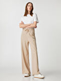 Rahat Pantolon Bol Paça Beli Bağlamalı