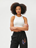 Crop Atlet Fitilli Halter Yaka Kolsuz