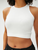 Crop Atlet Fitilli Halter Yaka Kolsuz