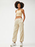Crop Atlet Fitilli Halter Yaka Kolsuz