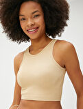 Crop Atlet Fitilli Halter Yaka Kolsuz