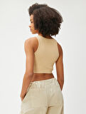 Crop Atlet Fitilli Halter Yaka Kolsuz