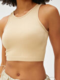 Crop Atlet Fitilli Halter Yaka Kolsuz