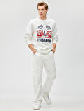 Baskılı Sweatshirt Yarış Temalı Bisiklet Yaka Uzun Kollu