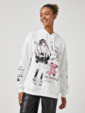 Kapüşonlu Sweatshirt Baskılı Uzun Kollu Rahat Kesim