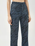 Zebra Desenli Pantolon Beli Lastikli