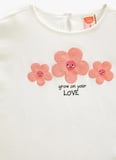 Koton Ekru Kız Bebek Bisiklet Yaka Kısa Kollu Baskılı T-Shirt 3SMG10102AK