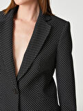 Puantiyeli Blazer Ceket Tek Düğmeli