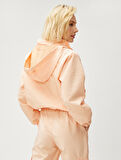 Oversize Crop Ceket Kapüşonlu Cepli