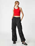 Crop Atlet Basic Bisiklet Yaka Kolsuz Fitilli